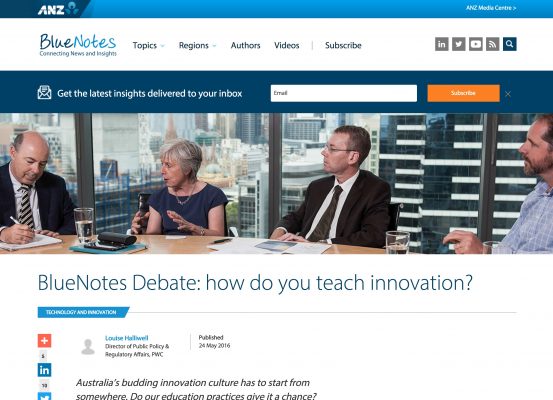 ANZ Bluenotes – BlueNotes Debate: how do you teach innovation?